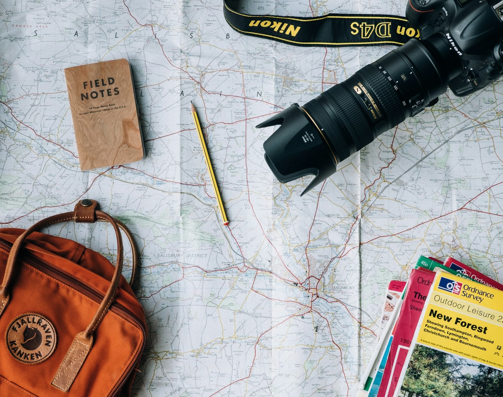 Summer travel essentials flat lay